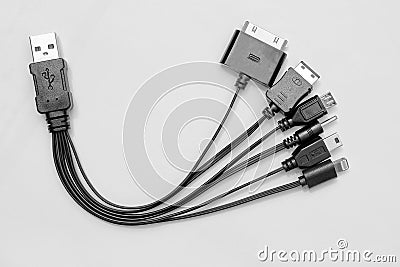 Adapter head one usb head to many charger head Stock Photo