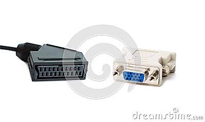 Adapter SCART and DVI Stock Photo
