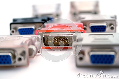Adapters vga-dvi on a white background Stock Photo