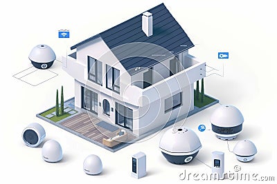Adapting wireless security systems for emergencies involves strong smartphone control capabilities in modern security technology. Cartoon Illustration