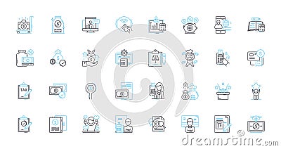 Adaptive Process linear icons set. Agility, Flexibility, Adaptability, Optimization, Efficiency, Continuous, Improvement Vector Illustration