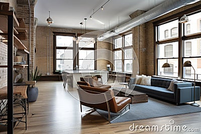 adaptive reuse project of historical building, with modern details and furnishings Stock Photo