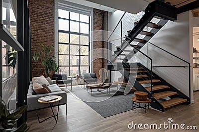 adaptive reuse project with modern interior design and finishes Stock Photo