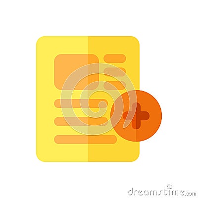 Add document user interface design in flat icon style for mobile app and website buttons Vector Illustration