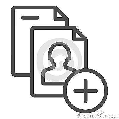 Add file line icon. Questionnaire list vector illustration isolated on white. Personal document outline style design Vector Illustration