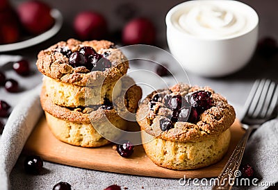 Add a French touch to your breakfast: warm and delicious croissants with a selection of berry jamsHow about a breakfast with some Stock Photo