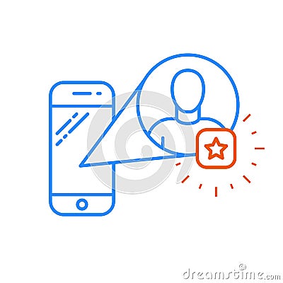 Add a friend - favourite user icon on smartphone Vector Illustration