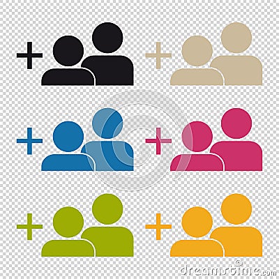 Add A Friend Icon - Colorful Vector Illustration - Isolated On Transparent Background Stock Photo