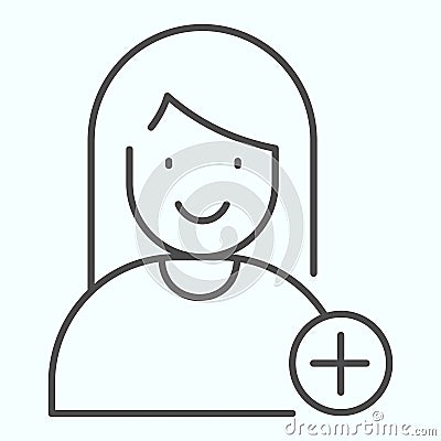 Add a friend thin line icon. Plus a new person vector illustration isolated on white. Add a contact outline style design Vector Illustration