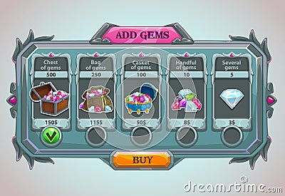 Add gems panel Stock Photo