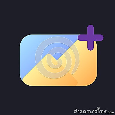 Add image flat gradient fill ui icon for dark theme Vector Illustration