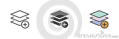Add layer different style icon set. Vector Illustration