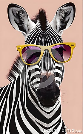 funny zebra wearing sunglasses illustration Cartoon Illustration