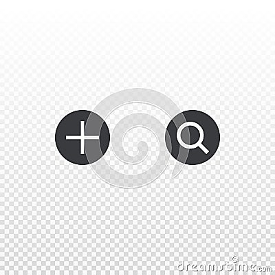 Add and search icon isolated on transparent background. Element for design search, app, chat, messenger or website Vector Illustration