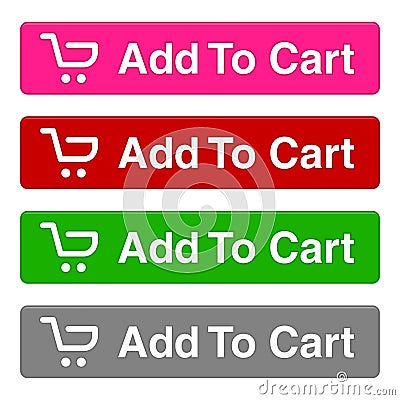 Add To Cart Buttons icons set. Shopping logo. Vector Illustration