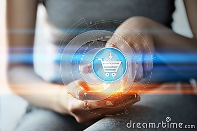 Add To Cart Internet Web Store Buy Online E-Commerce concept Stock Photo