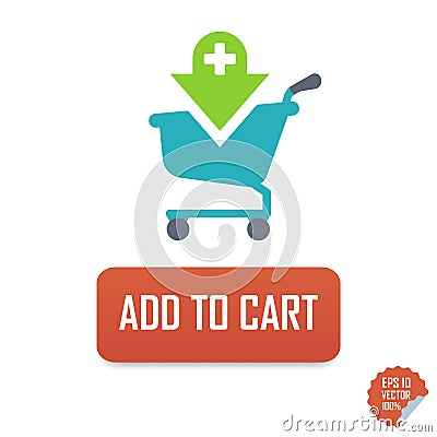 Add to Cart Vector button icon with cart. Isolated buttons for website or mobile application. Stock Photo