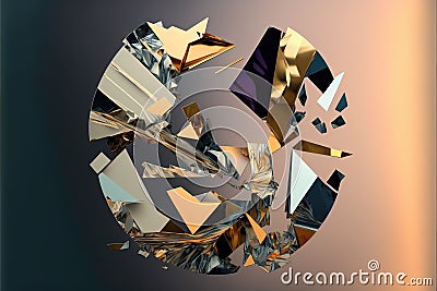 Shattered Mirror-Like Fragmented Shapes Abstract Background, Generative AI Stock Photo