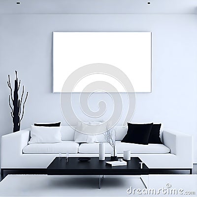 Add a Touch of Elegance to Your Interior Design with White Mockup Frames Stock Photo