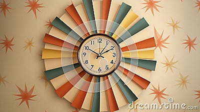 mid century modern sunburst wall clock Stock Photo