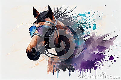 Cool Horse with Sunglasses and Graphic Art Illustration Colorful Cartoon Illustration