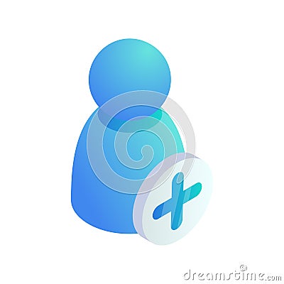Add user isometric icon. 3D user networking, internet account symbol. Vector online service business technology sign Vector Illustration