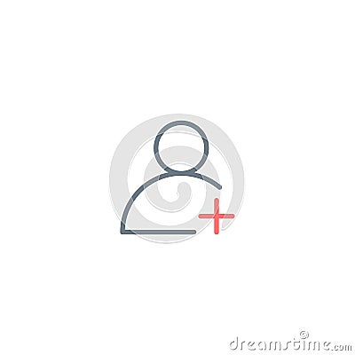 Add user profile line icon, outline pictogram. Member with plus symbol. Editable stroke. Stock Vector illustration isolated on Cartoon Illustration