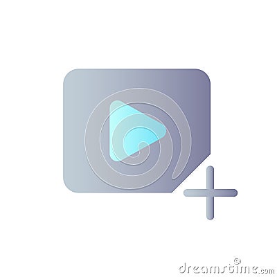 Add video file flat gradient color ui icon Vector Illustration