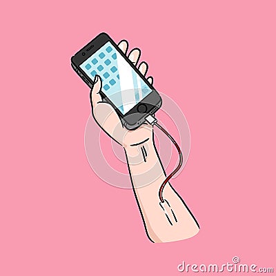 Addict of phone Vector Illustration