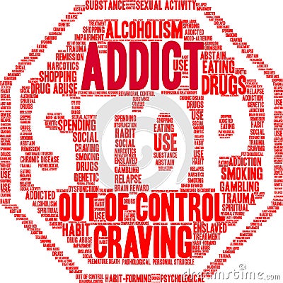 Addict Word Cloud Vector Illustration