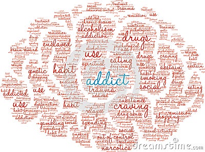 Addict Word Cloud Vector Illustration