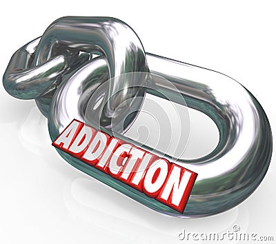 Addiction Chain Links Word Addict Trapped in Disease Stock Photo