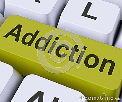 Addiction Key Means Obsession Stock Photo