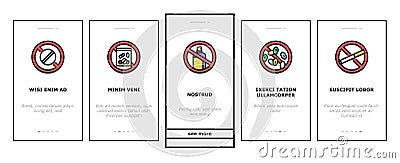 Addiction Substance Dependence Onboarding Icons Set Vector Vector Illustration