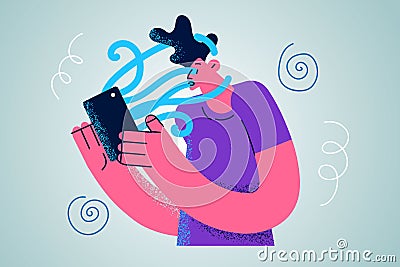 Addiction to media and gadgets concep Vector Illustration