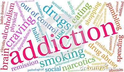 Addiction Word Cloud Vector Illustration