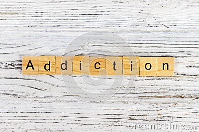 ADDICTION word made with wooden blocks concept Stock Photo