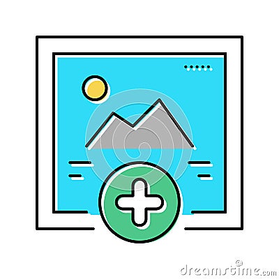adding image social media ugc color icon vector illustration Vector Illustration