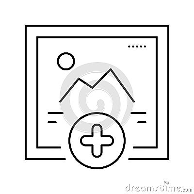adding image social media ugc line icon vector illustration Vector Illustration