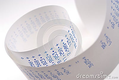 Adding Machine Paper Stock Photo