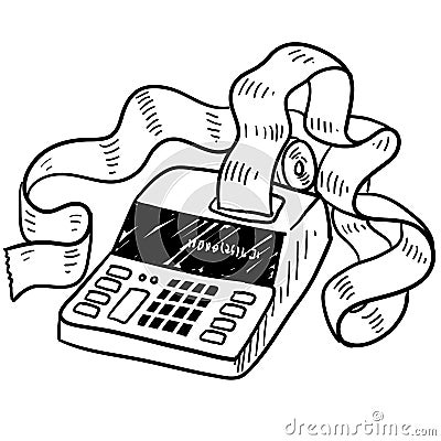 Adding machine sketch Stock Photo