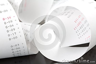 Adding Machine Tape Stock Photo