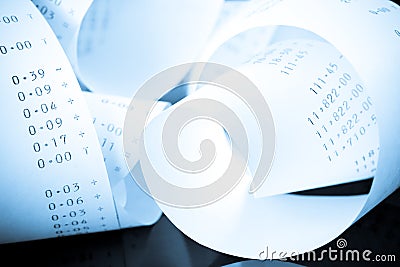 Adding Machine Tape Blues Stock Photo