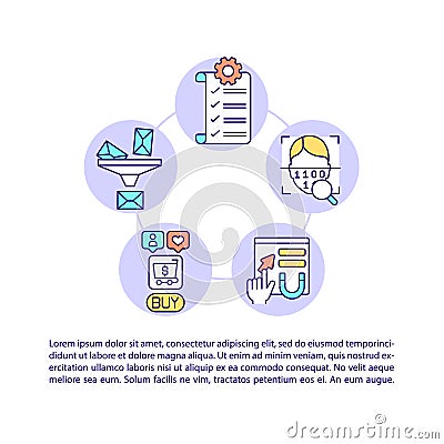 Adding smart rules to emails concept line icons with text Vector Illustration