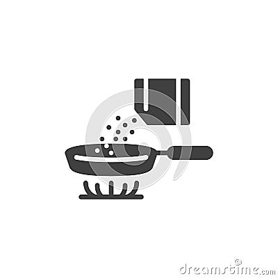 Adding spices into frying pan vector icon Vector Illustration