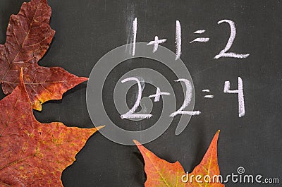 Addition on Blackboard Stock Photo