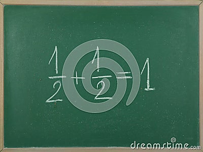 Addition of fractions. Stock Photo