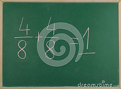Addition of fractions. Stock Photo