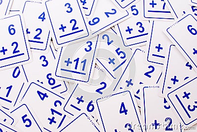 Addition Math Cards (blue) Stock Photo