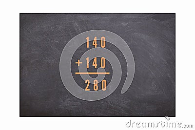 Addition of three-digit numbers in mathematics. Stock Photo